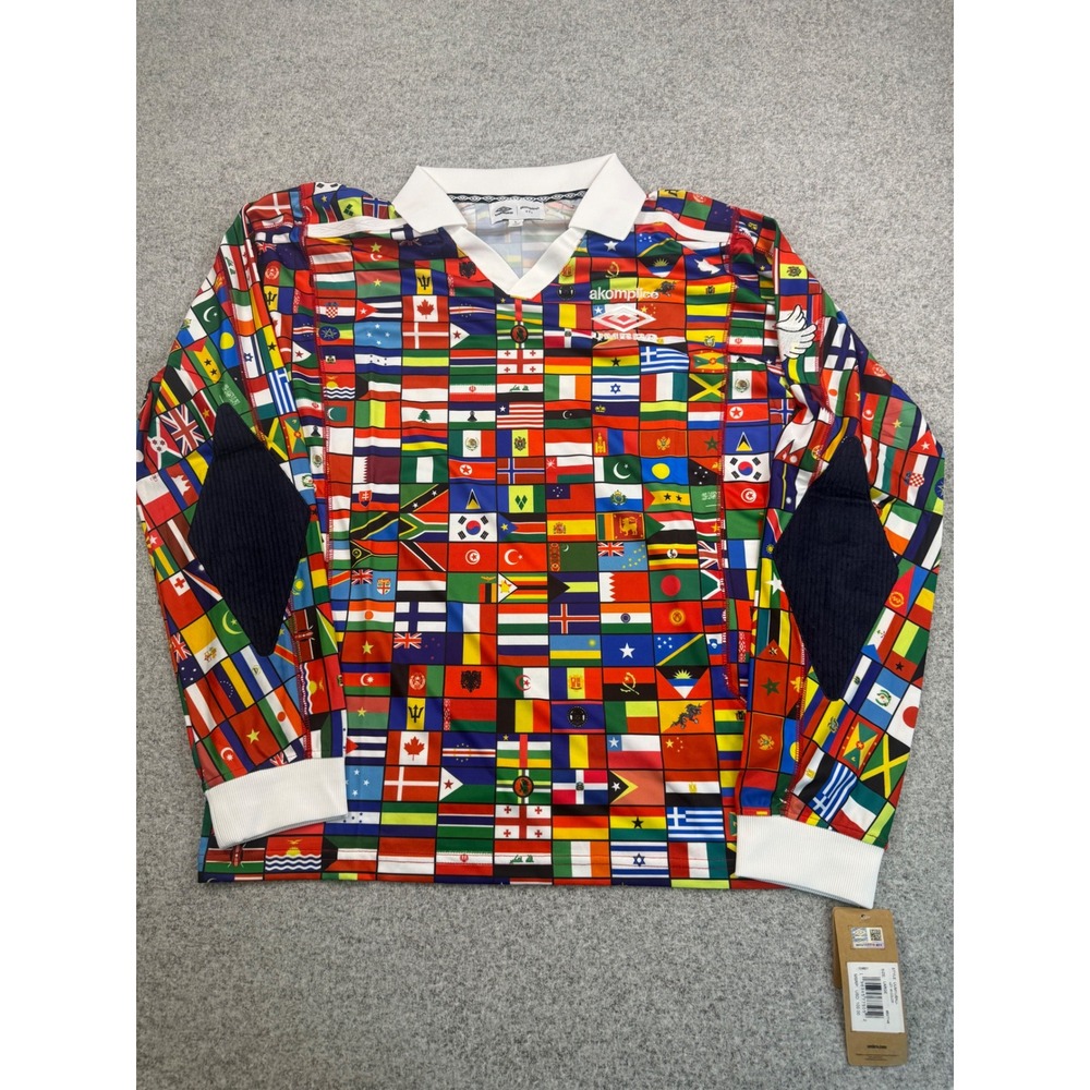 Umbro x Akomplice Peace 195 Flags Long Sleeve Soccer Jersey Large NEW